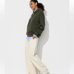Uniqlo Wide High Waist Straight Jeans Women Sz 29X31 Loose Beige Preppy Casual